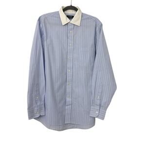 CHAPS Blue White Stripe Casual Button Down Dress Shirt Size Youth 16